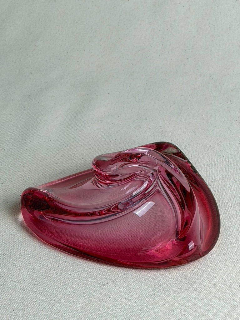 Val Saint Lambert Pink Crystal Whirlpool Bowl, c. 1950s