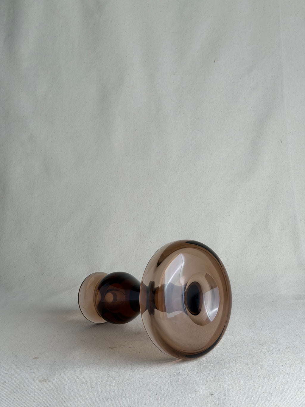 Smoked Amber Scandinavian-Style Glass Candlestick
