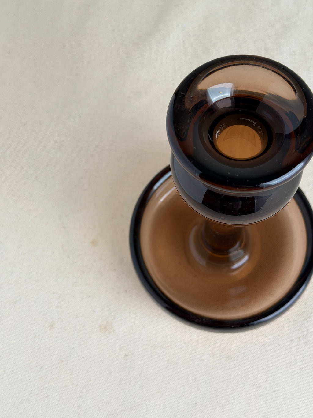 Smoked Amber Scandinavian-Style Glass Candlestick
