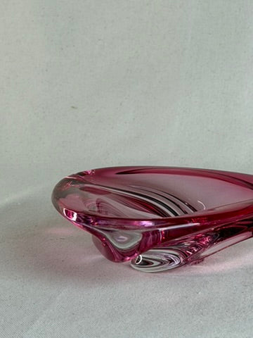 Val Saint Lambert Pink Crystal Whirlpool Bowl, c. 1950s