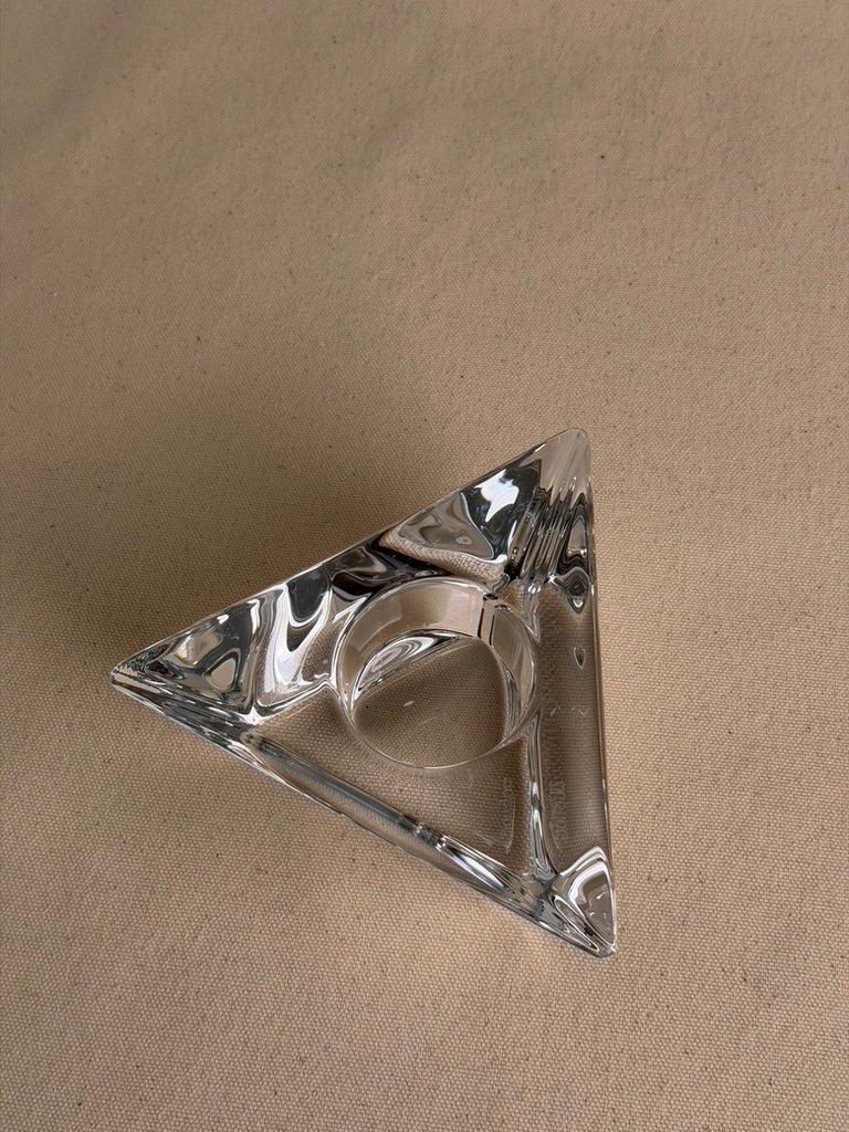 Orrefors Triangle Crystal Votive Holders by Martti Rytkönen — Pair