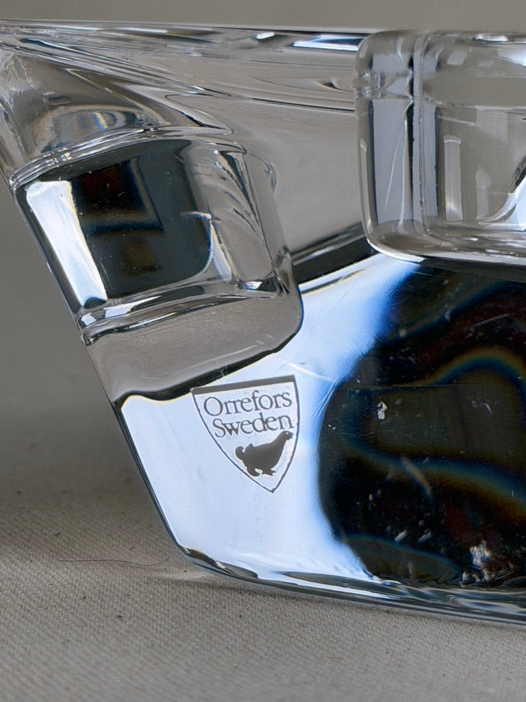 Orrefors Triangle Crystal Votive Holders by Martti Rytkönen — Pair