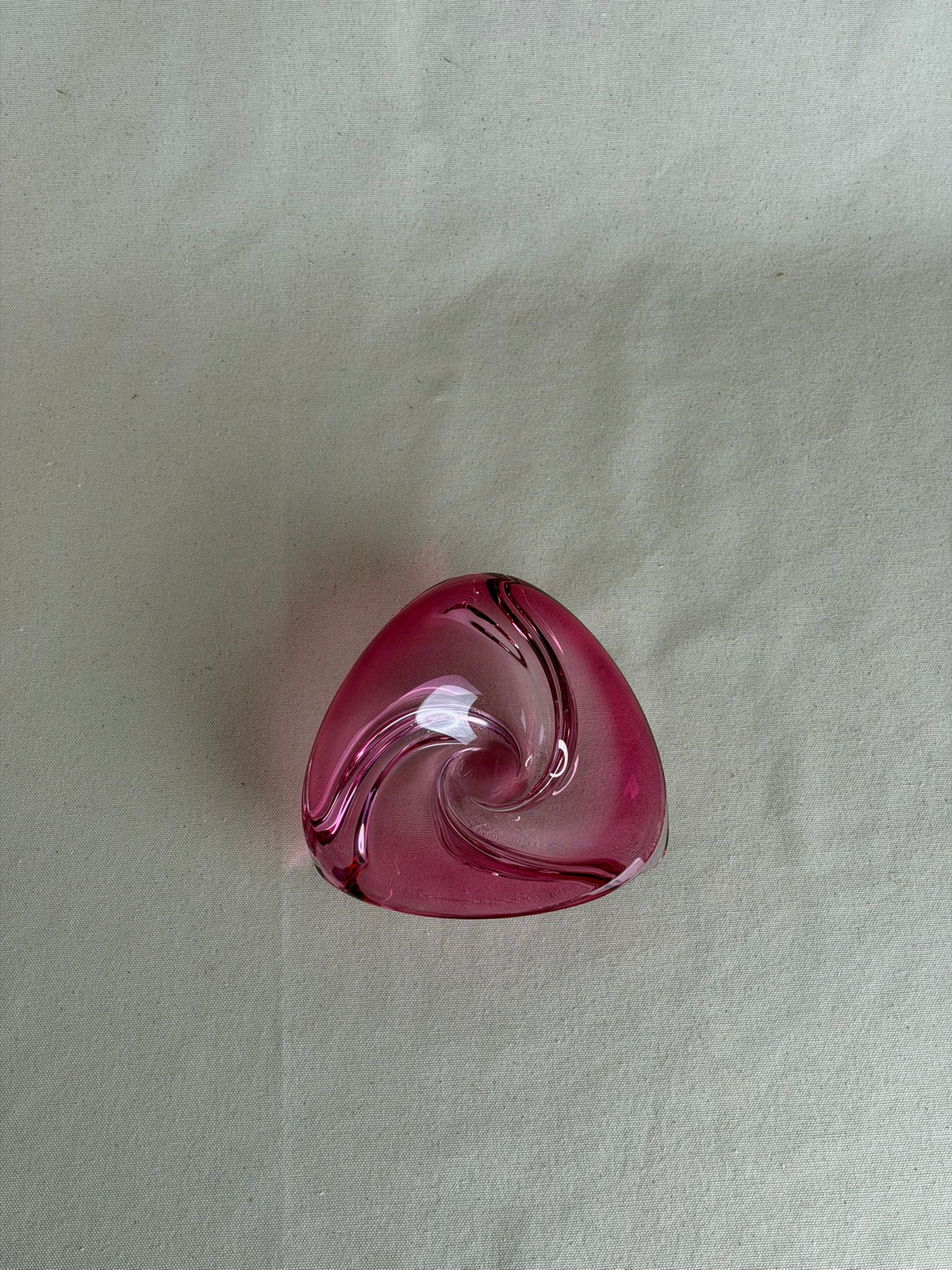 Val Saint Lambert Pink Crystal Whirlpool Bowl, c. 1950s