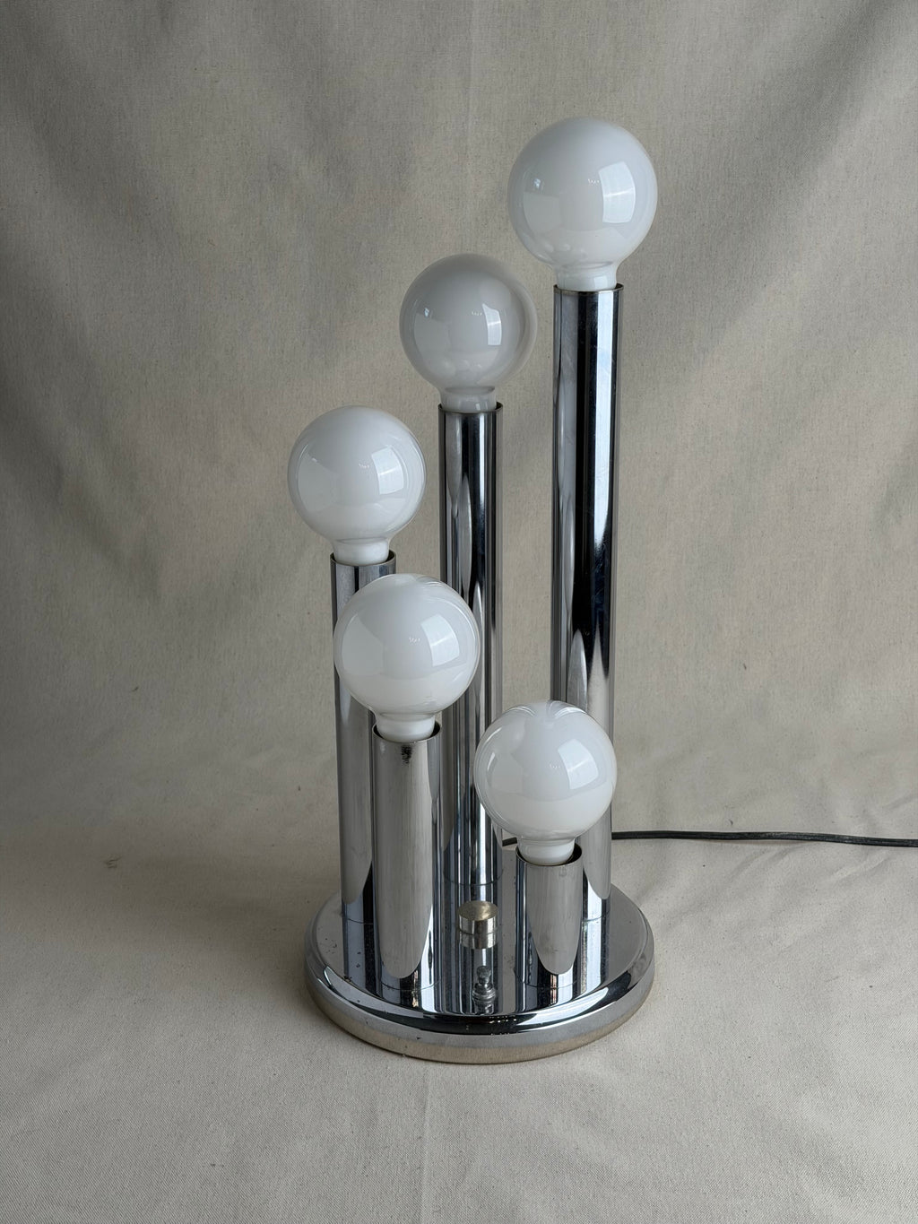 Five-Light Chrome Tubular Table Lamp, 1980