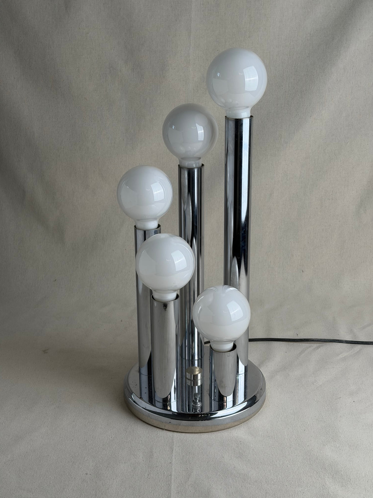 Five-Light Chrome Tubular Table Lamp, 1980