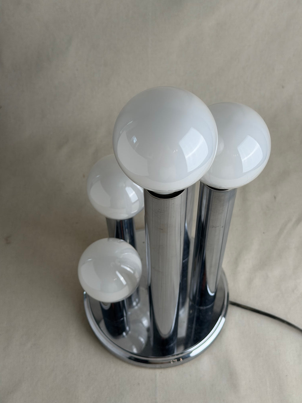 Five-Light Chrome Tubular Table Lamp, 1980