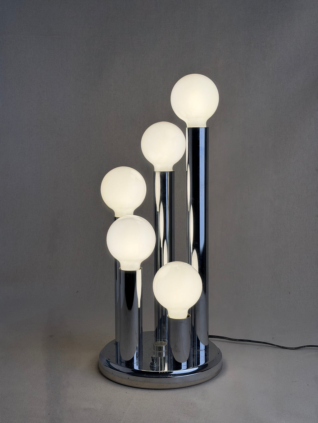 Five-Light Chrome Tubular Table Lamp, 1980