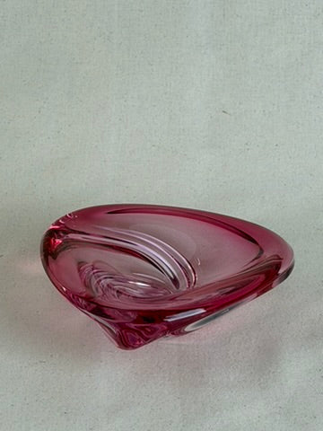 Val Saint Lambert Pink Crystal Whirlpool Bowl, c. 1950s