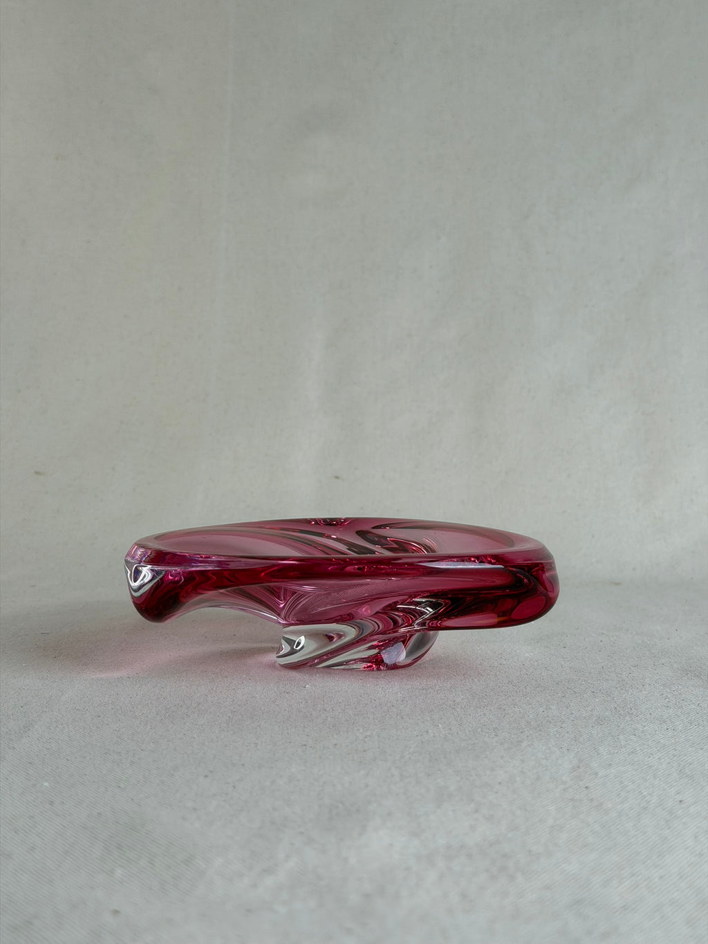 Val Saint Lambert Pink Crystal Whirlpool Bowl, c. 1950s