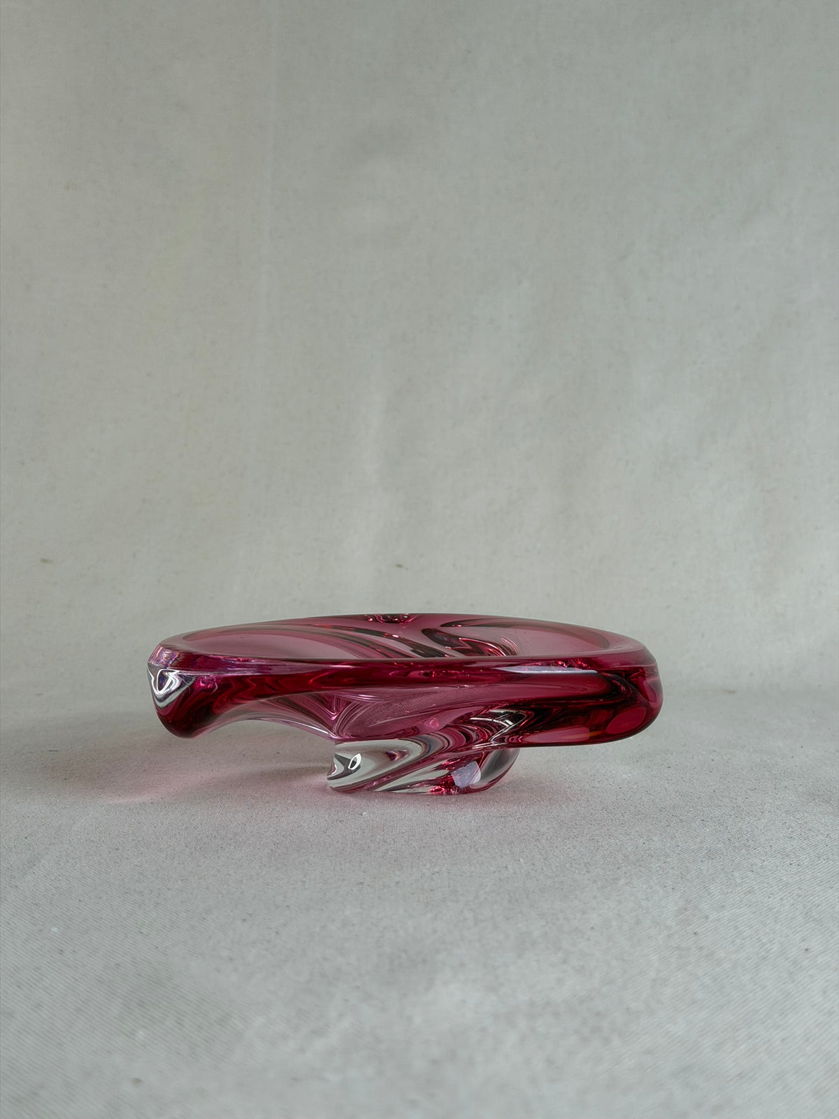 Val Saint Lambert Pink Crystal Whirlpool Bowl, c. 1950s
