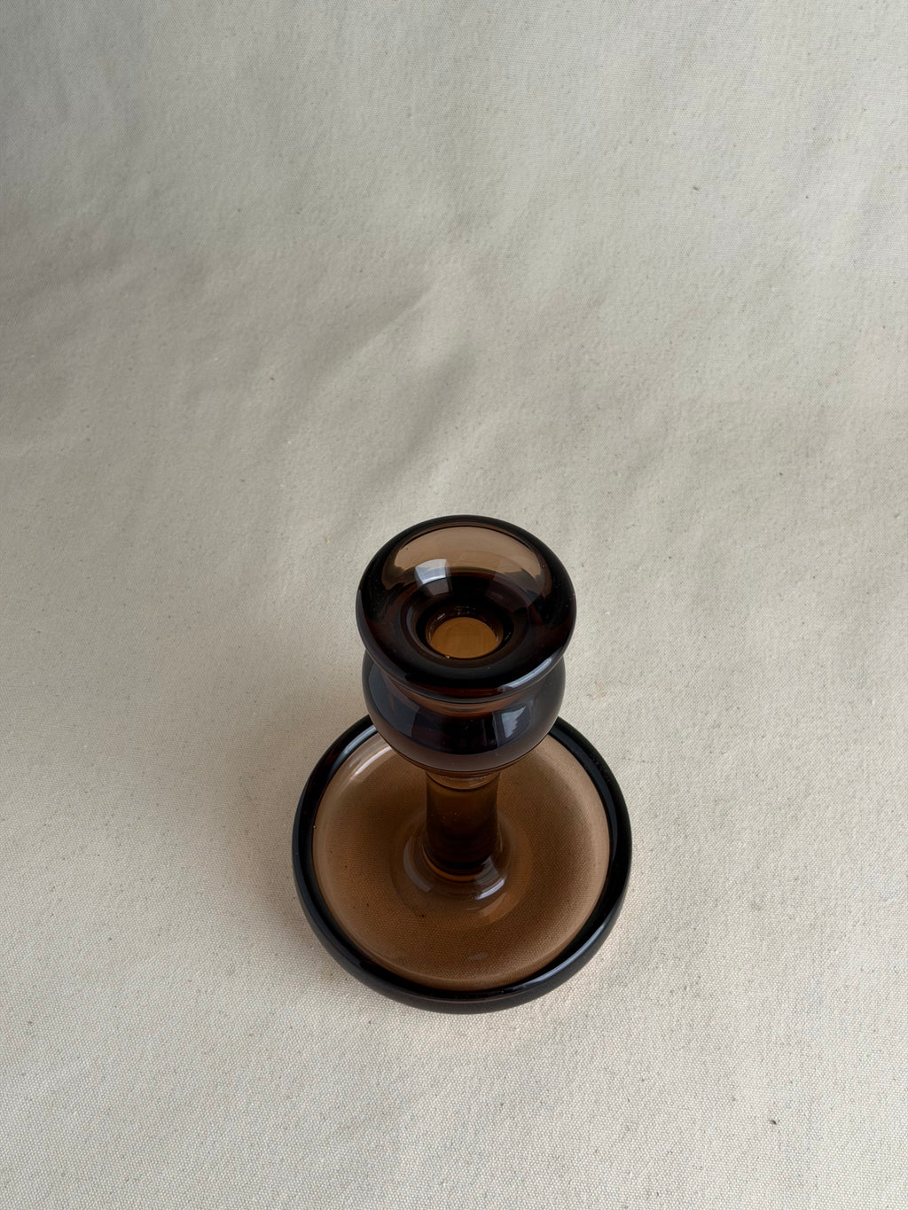 Smoked Amber Scandinavian-Style Glass Candlestick