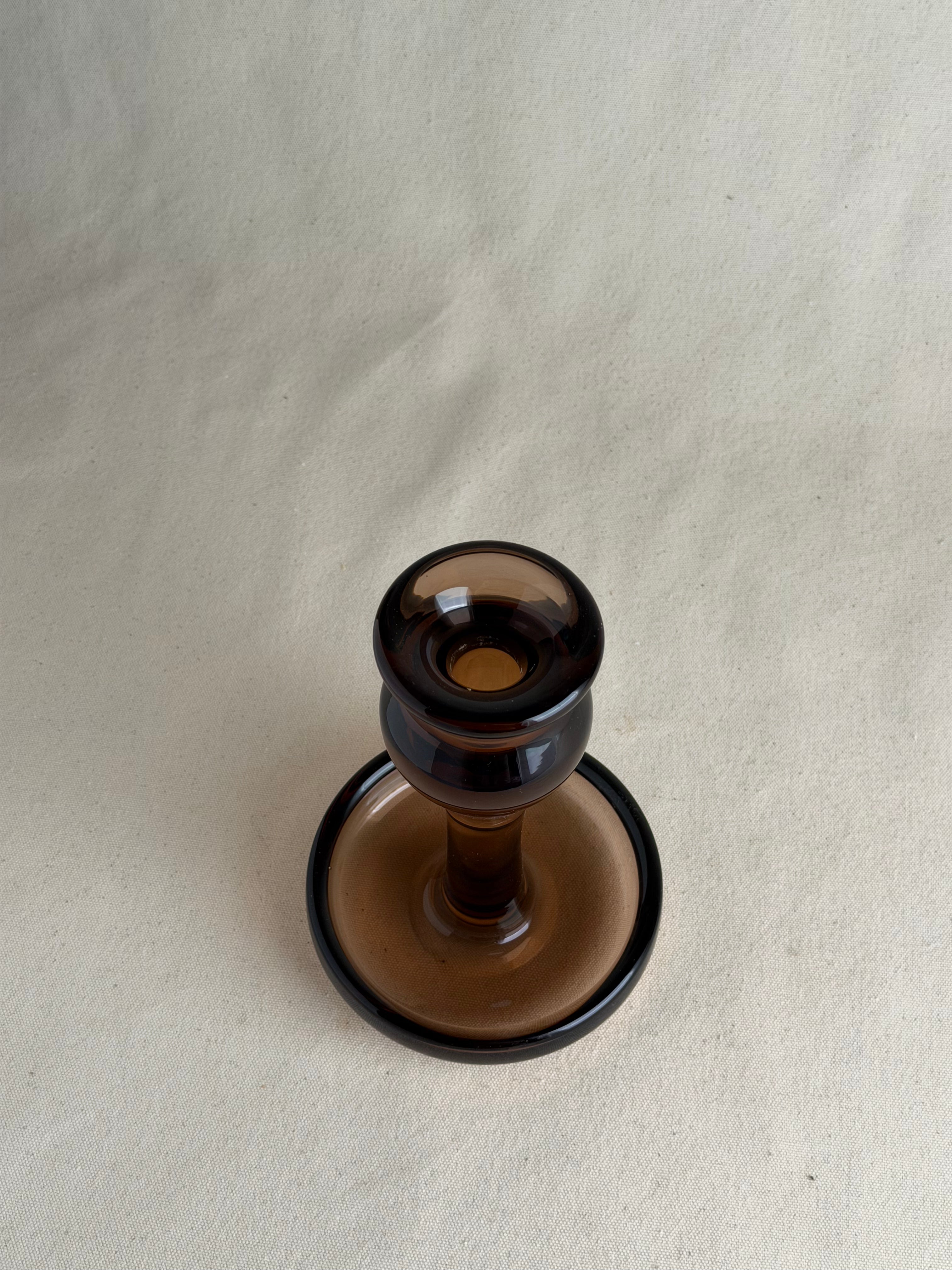 Smoked Amber Scandinavian-Style Glass Candlestick