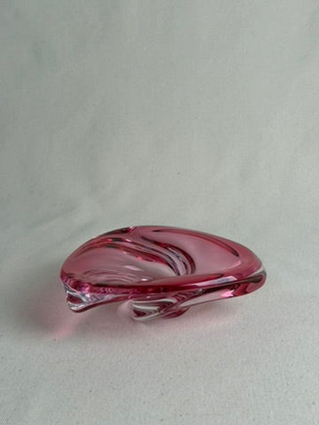 Val Saint Lambert Pink Crystal Whirlpool Bowl, c. 1950s