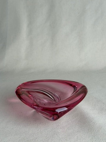 Val Saint Lambert Pink Crystal Whirlpool Bowl, c. 1950s