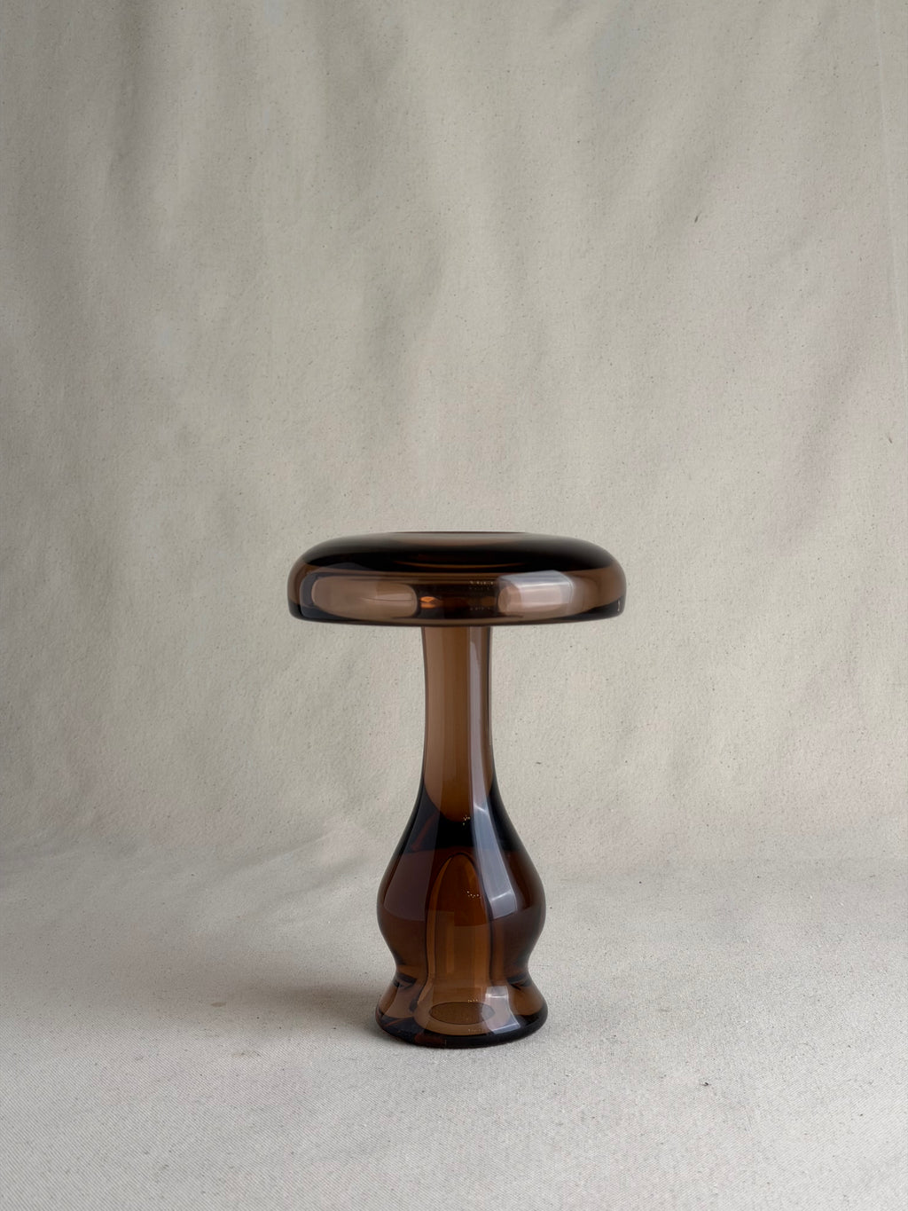 Smoked Amber Scandinavian-Style Glass Candlestick