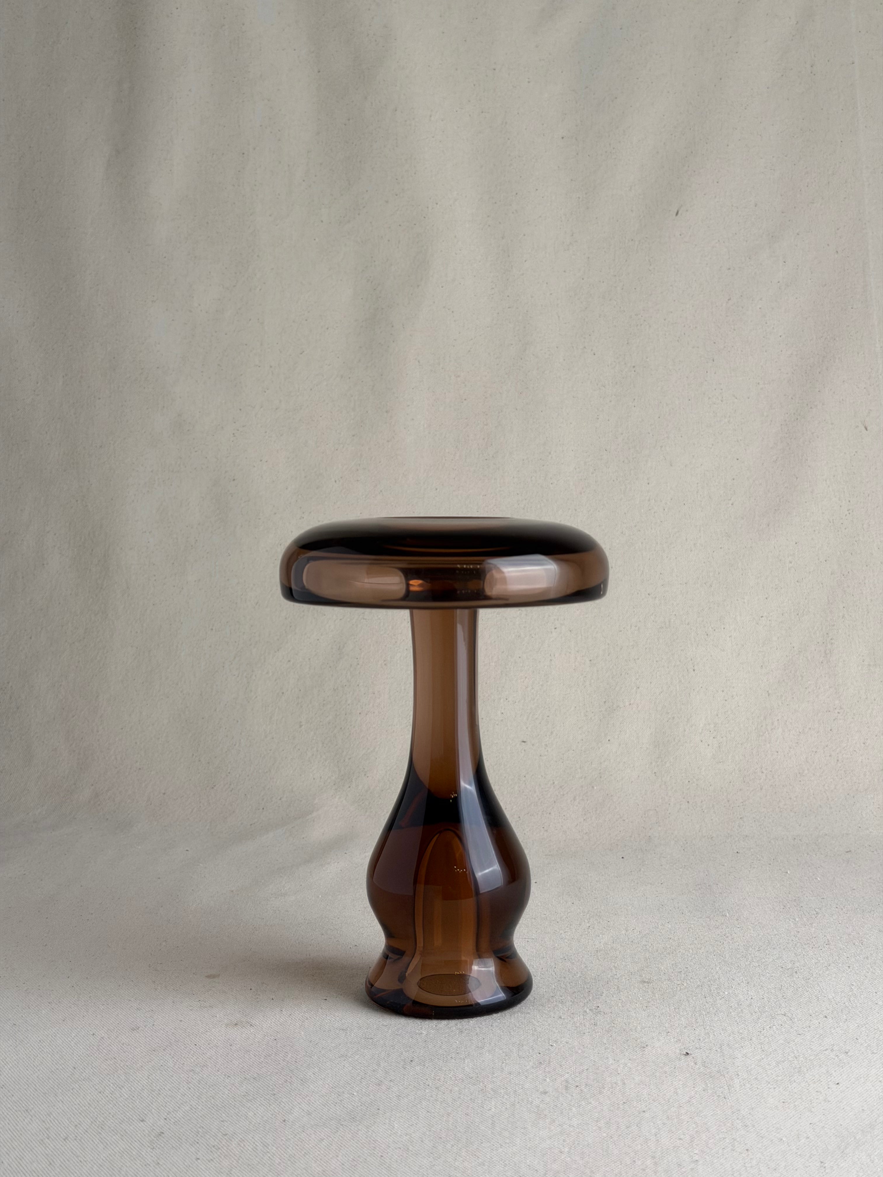 Smoked Amber Scandinavian-Style Glass Candlestick