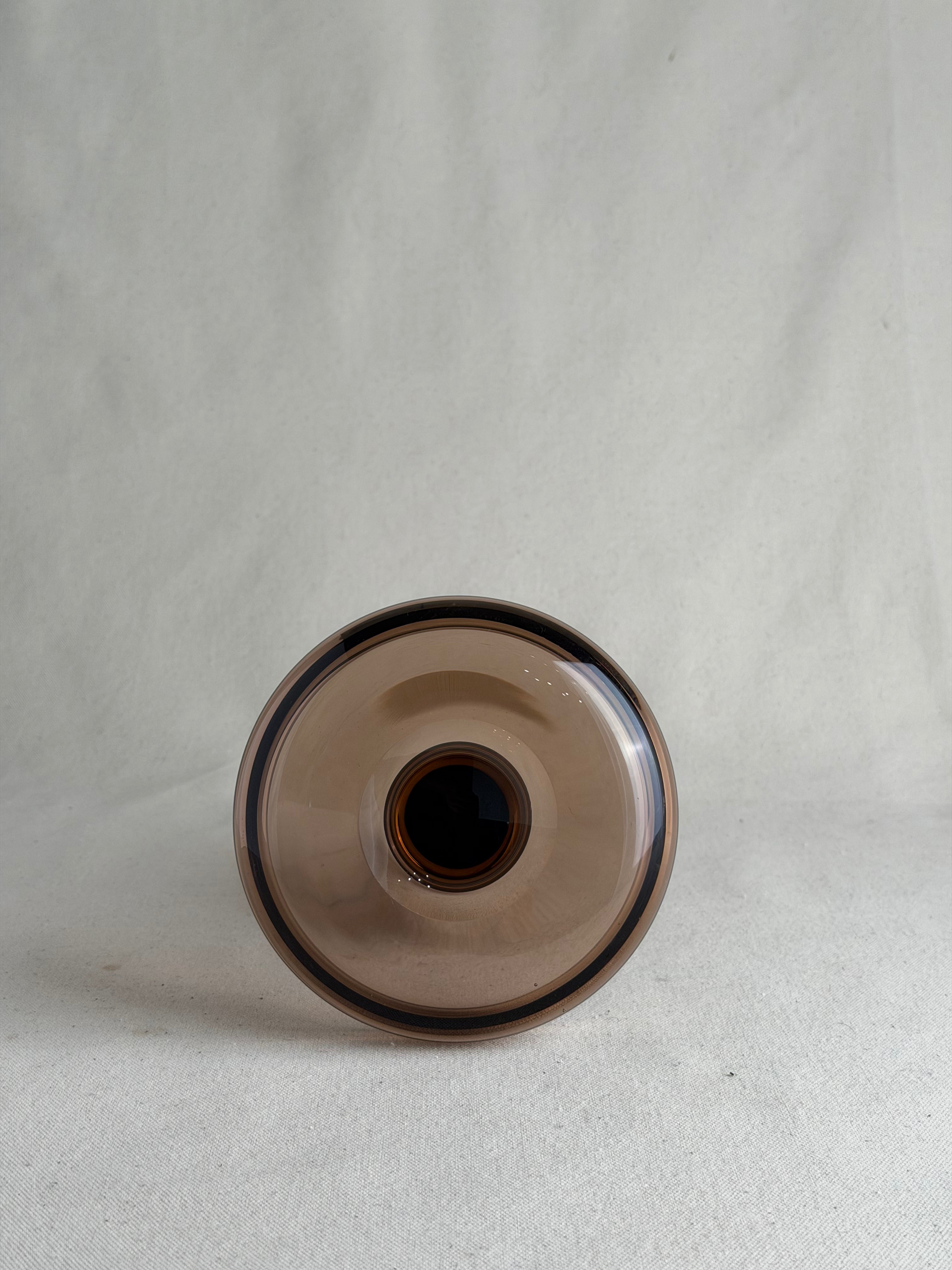 Smoked Amber Scandinavian-Style Glass Candlestick