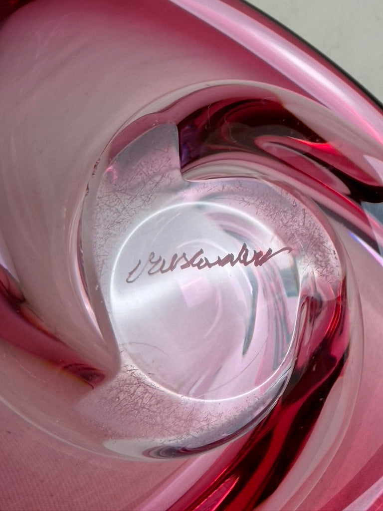 Val Saint Lambert Pink Crystal Whirlpool Bowl, c. 1950s