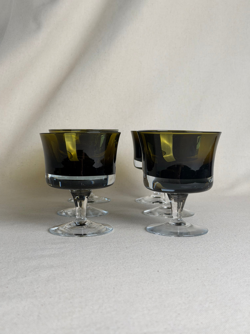 Danby-Milnor “Mirage Moss” Sherbet Glasses — Set of 7