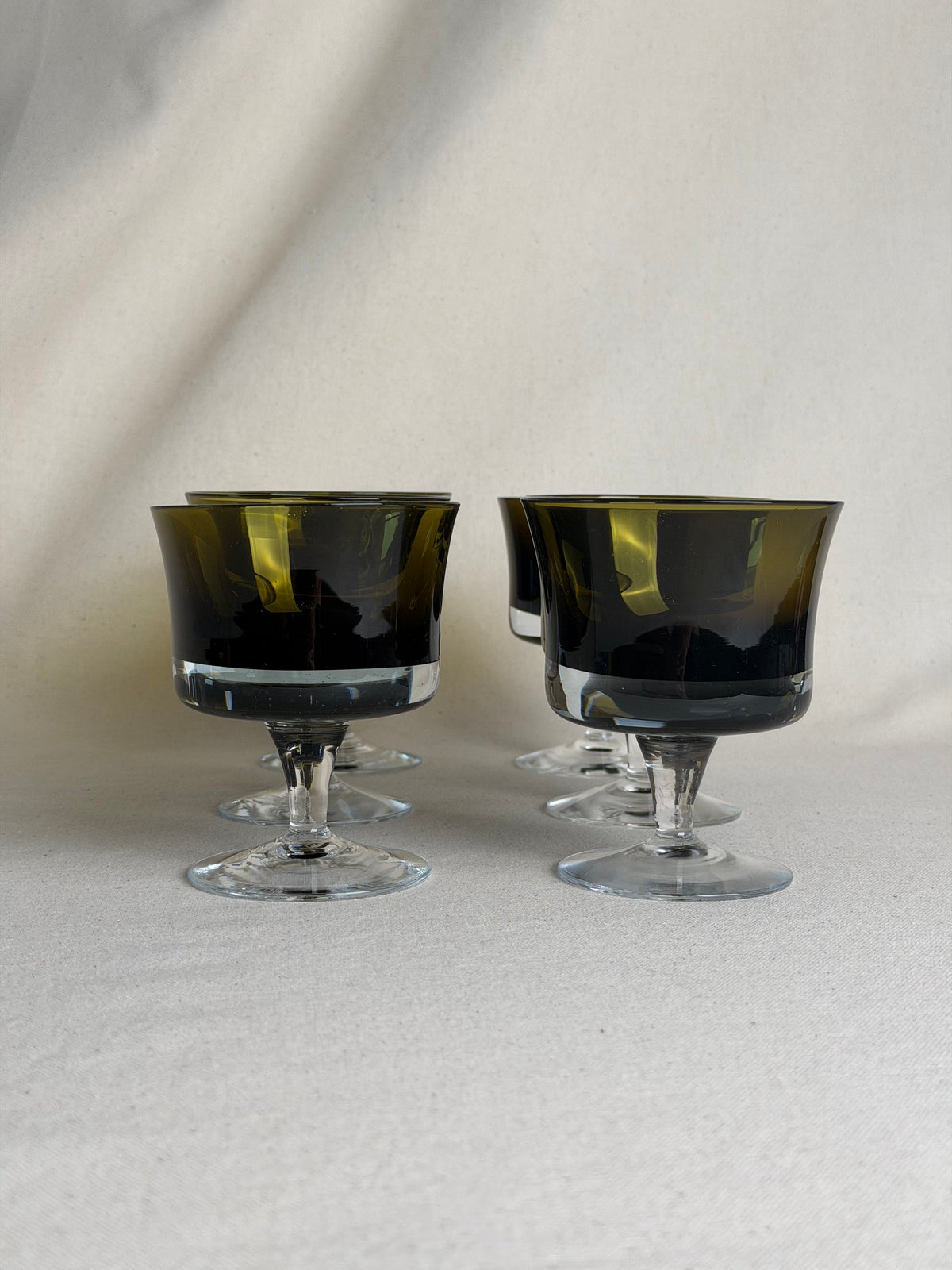 Danby-Milnor “Mirage Moss” Sherbet Glasses — Set of 7