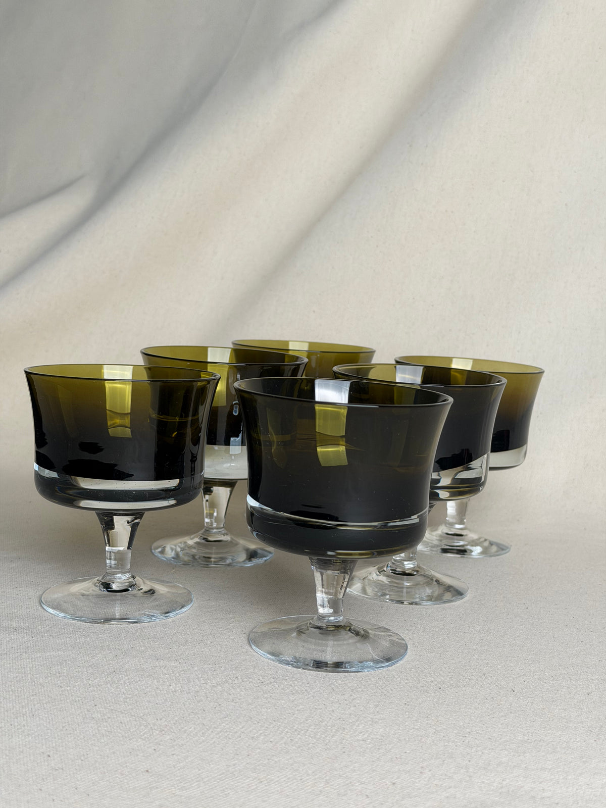 Danby-Milnor “Mirage Moss” Sherbet Glasses — Set of 7