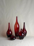 IKEA Red Glass Vases — Set of 5, Early 2000s