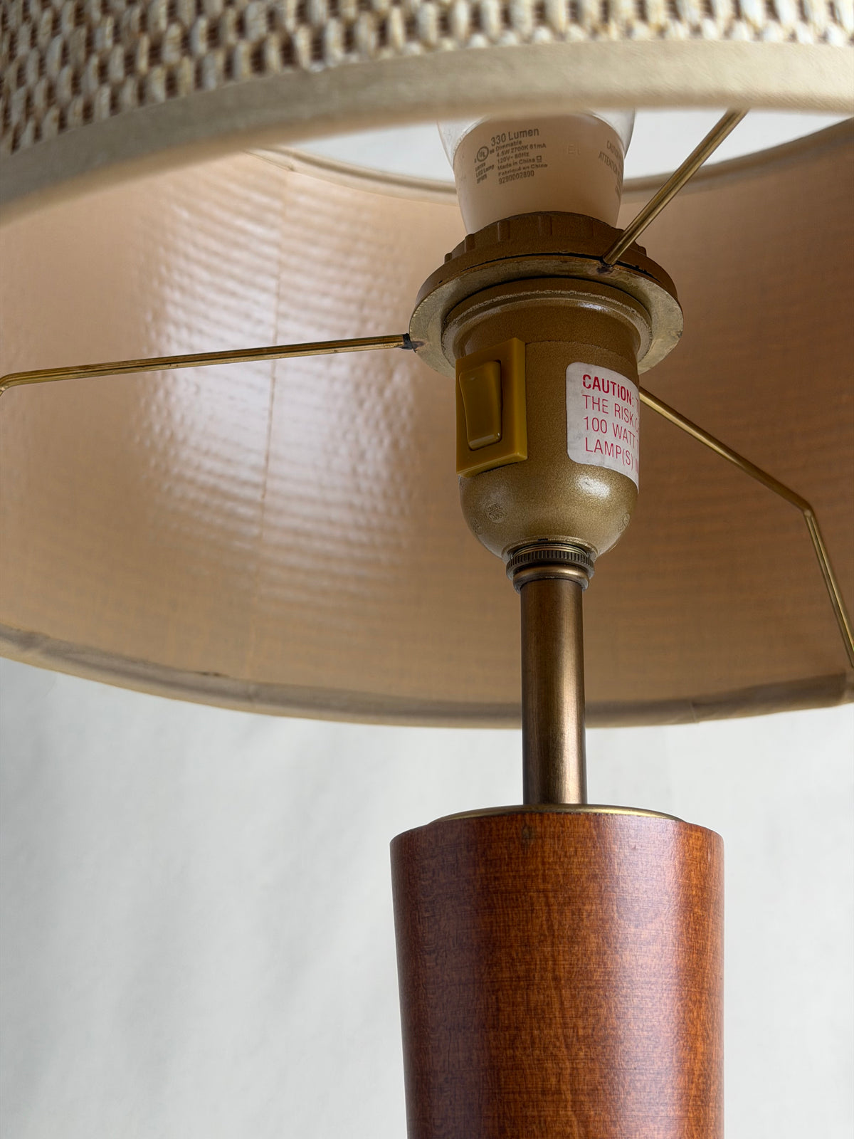 Ethan Allen Walnut & Brass Table Lamp