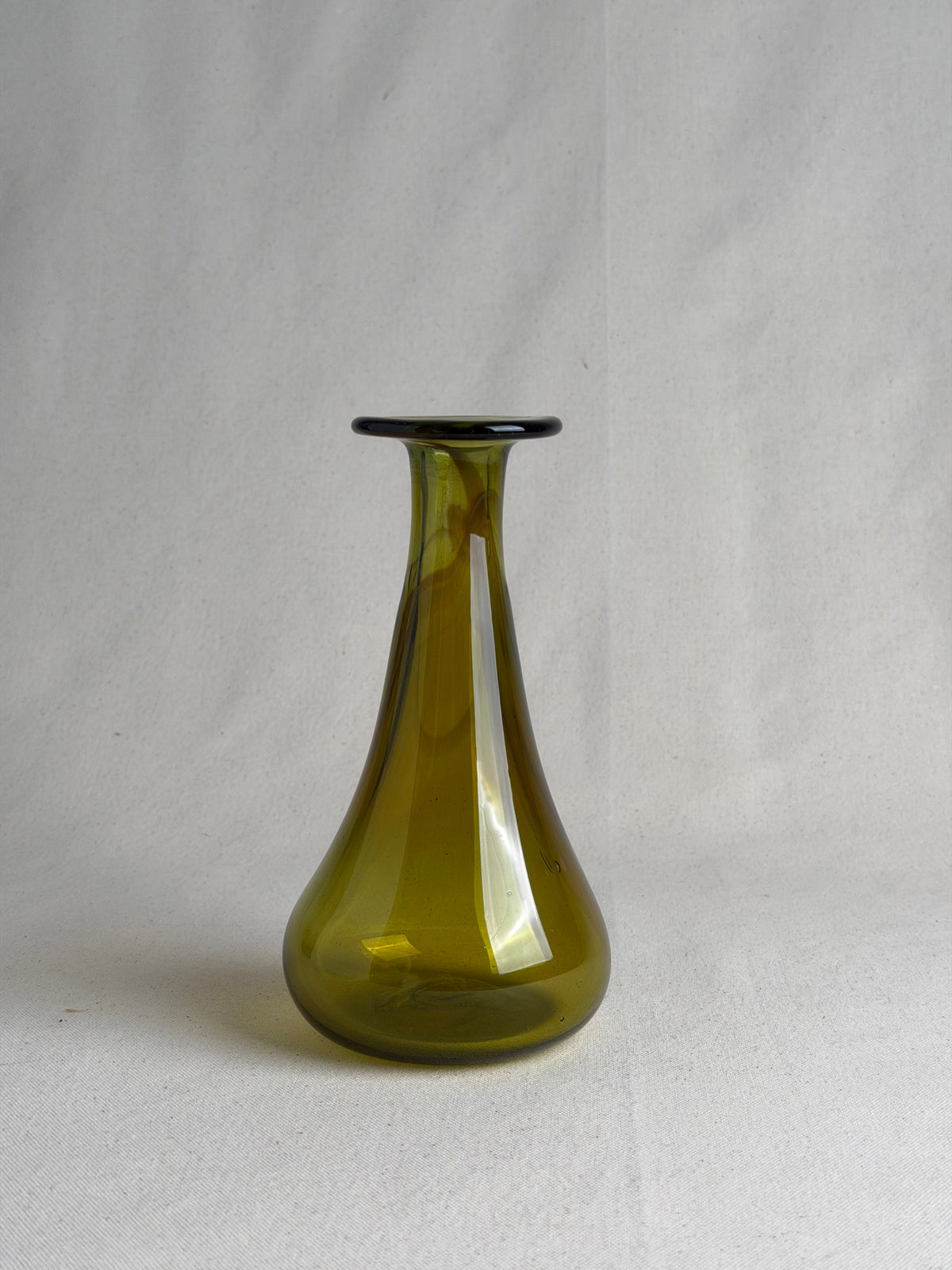 Michael Robb Signed Green Art Glass Vase, 1973