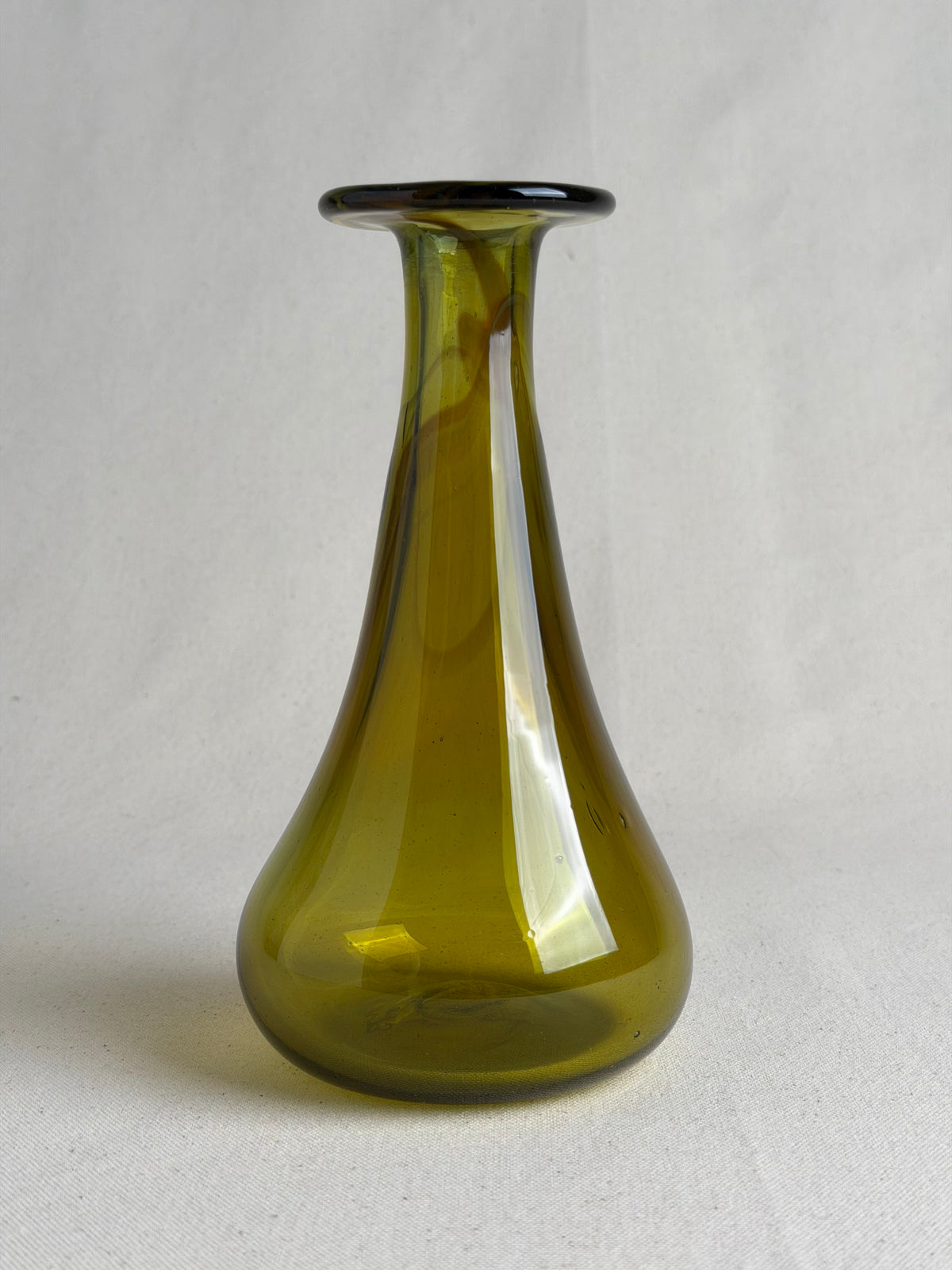 Michael Robb Signed Green Art Glass Vase, 1973