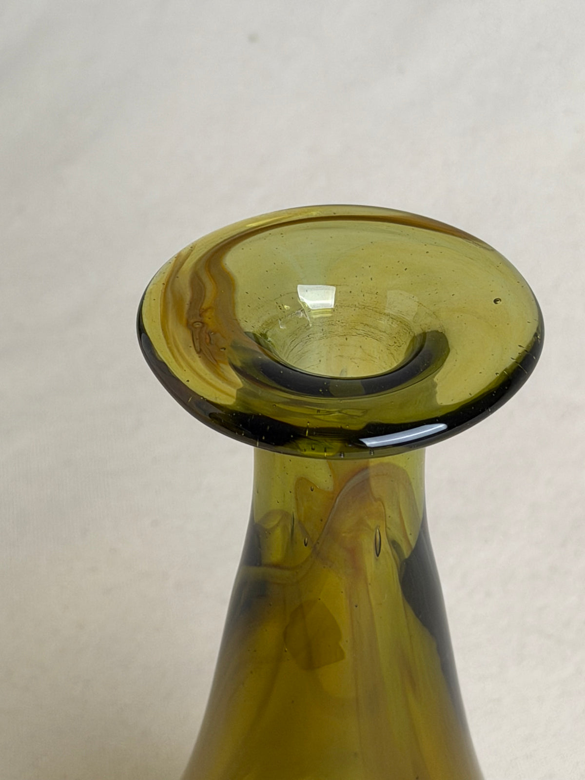 Michael Robb Signed Green Art Glass Vase, 1973
