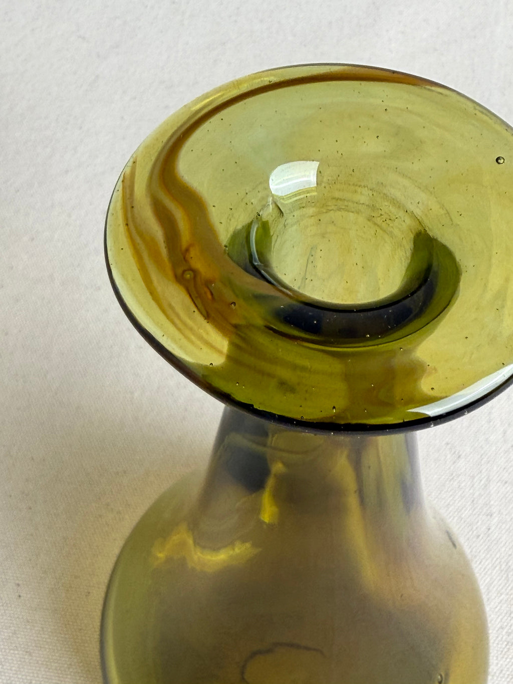 Michael Robb Signed Green Art Glass Vase, 1973