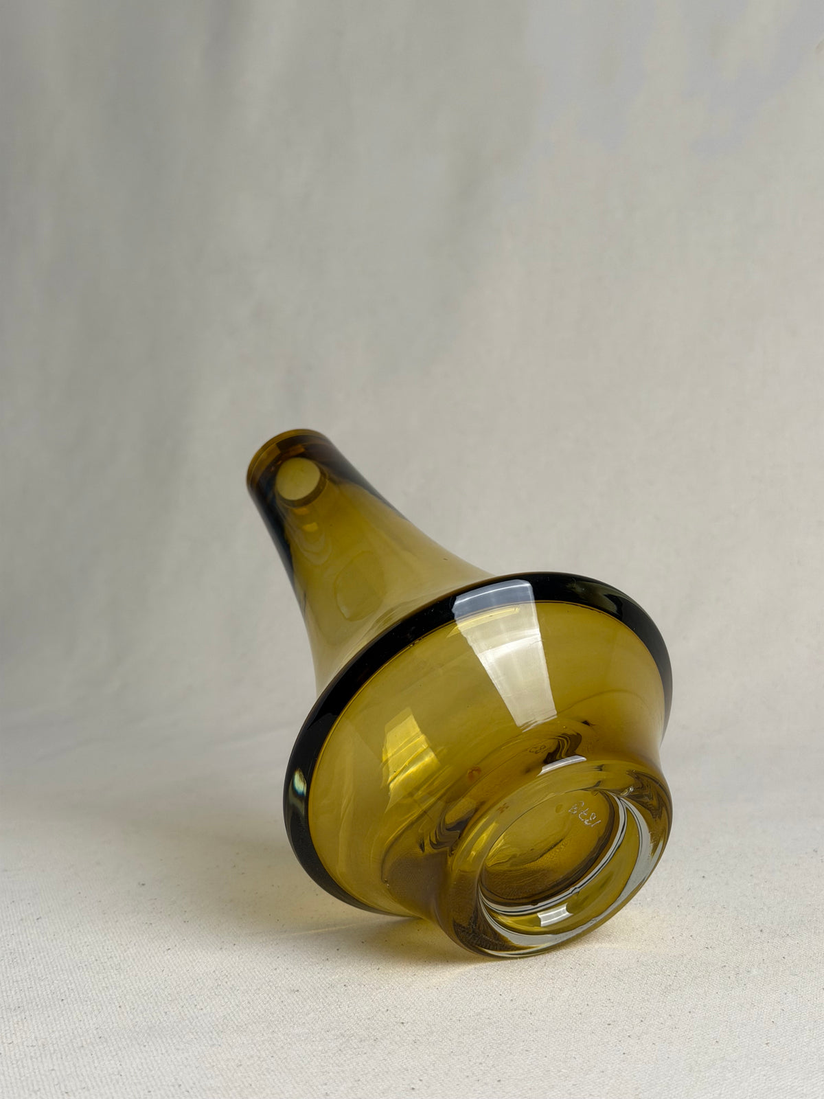 Tamara Aladin Model 1373 Olive Glass Vase for Riihimäen Lasi, Finland, 1971