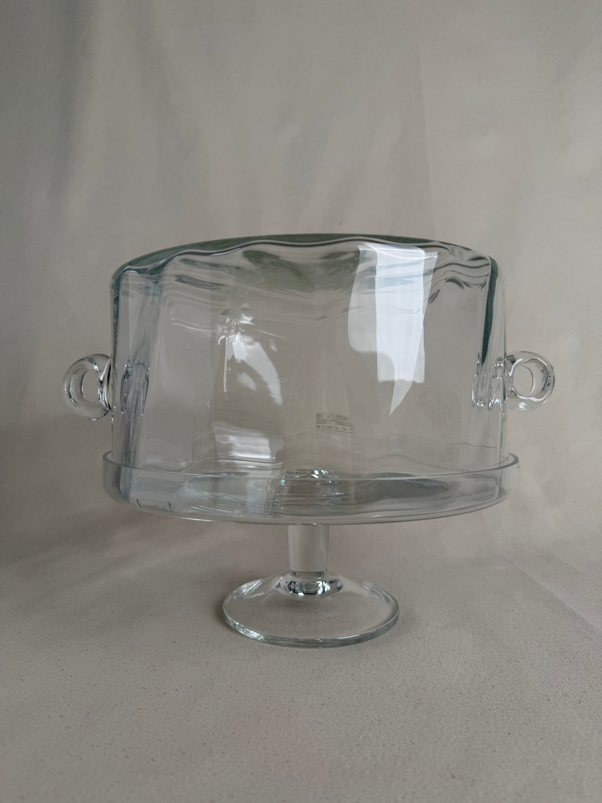 Vintage Waldonia Hand-Blown Glass Cake Stand & Cloche, Tarnów Poland