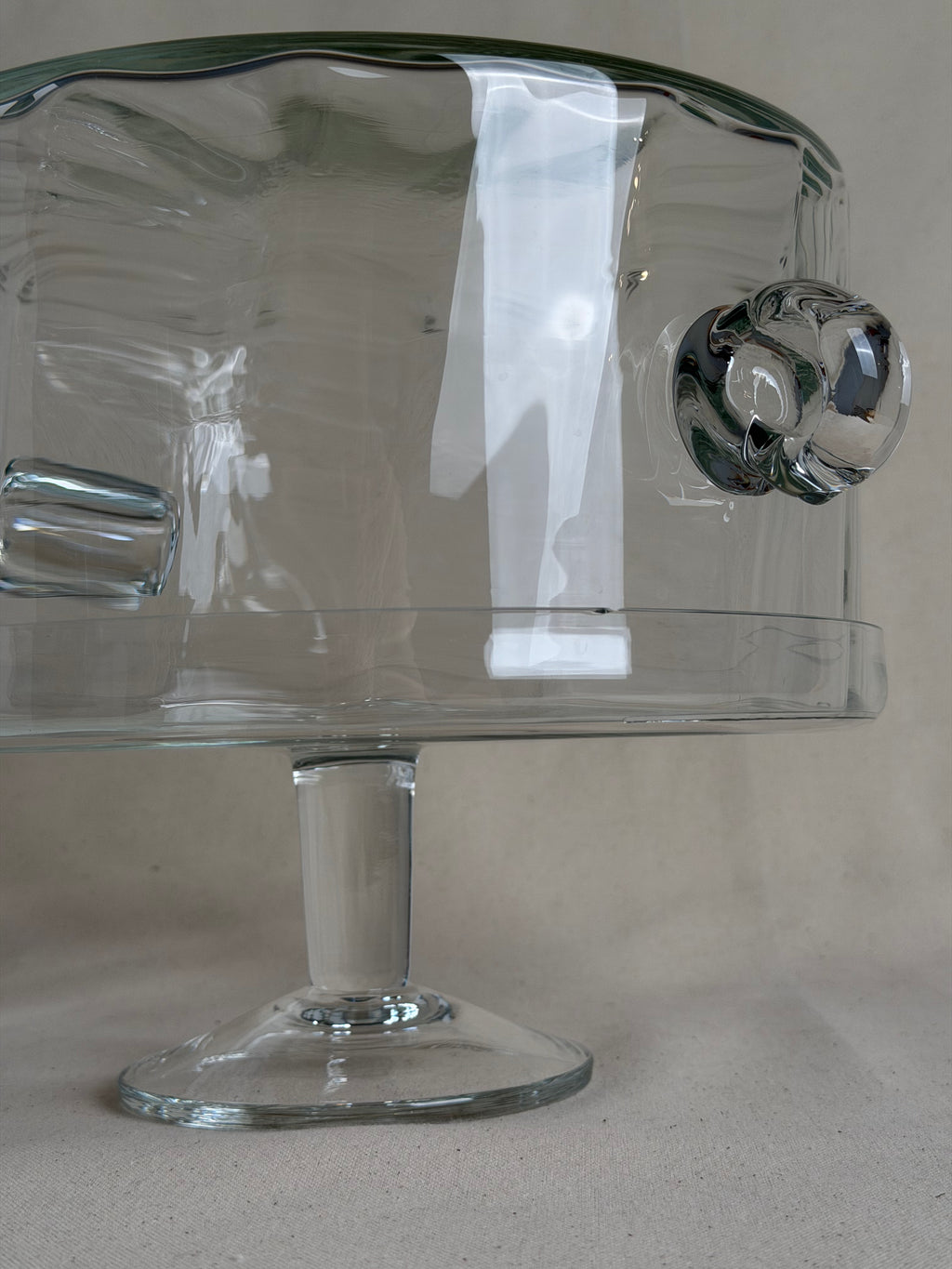 Vintage Waldonia Hand-Blown Glass Cake Stand & Cloche, Tarnów Poland
