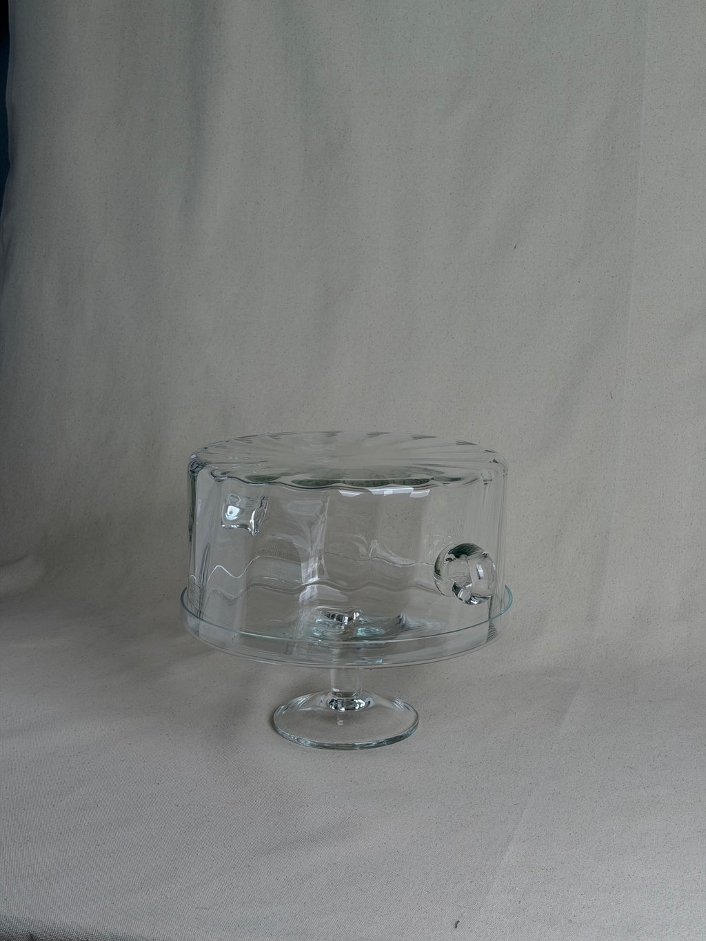 Vintage Waldonia Hand-Blown Glass Cake Stand & Cloche, Tarnów Poland