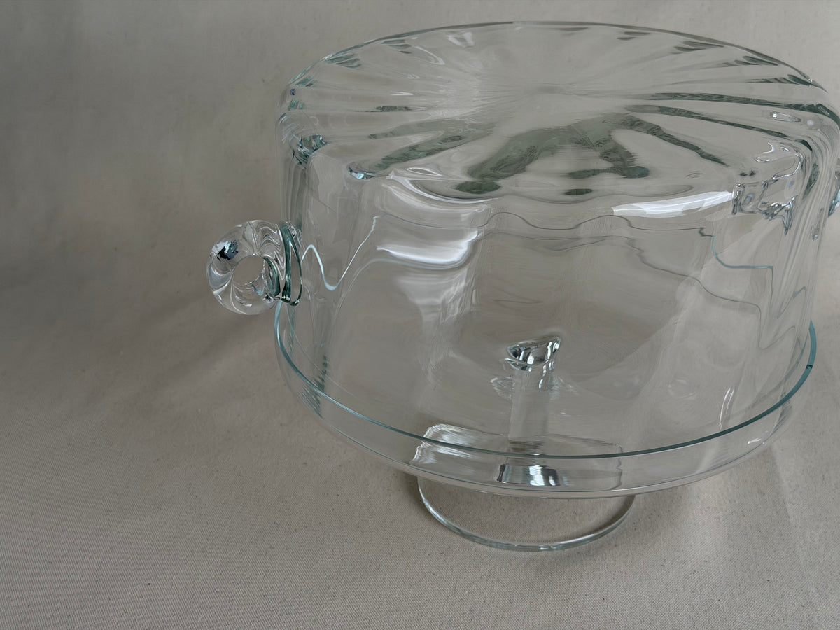 Vintage Waldonia Hand-Blown Glass Cake Stand & Cloche, Tarnów Poland