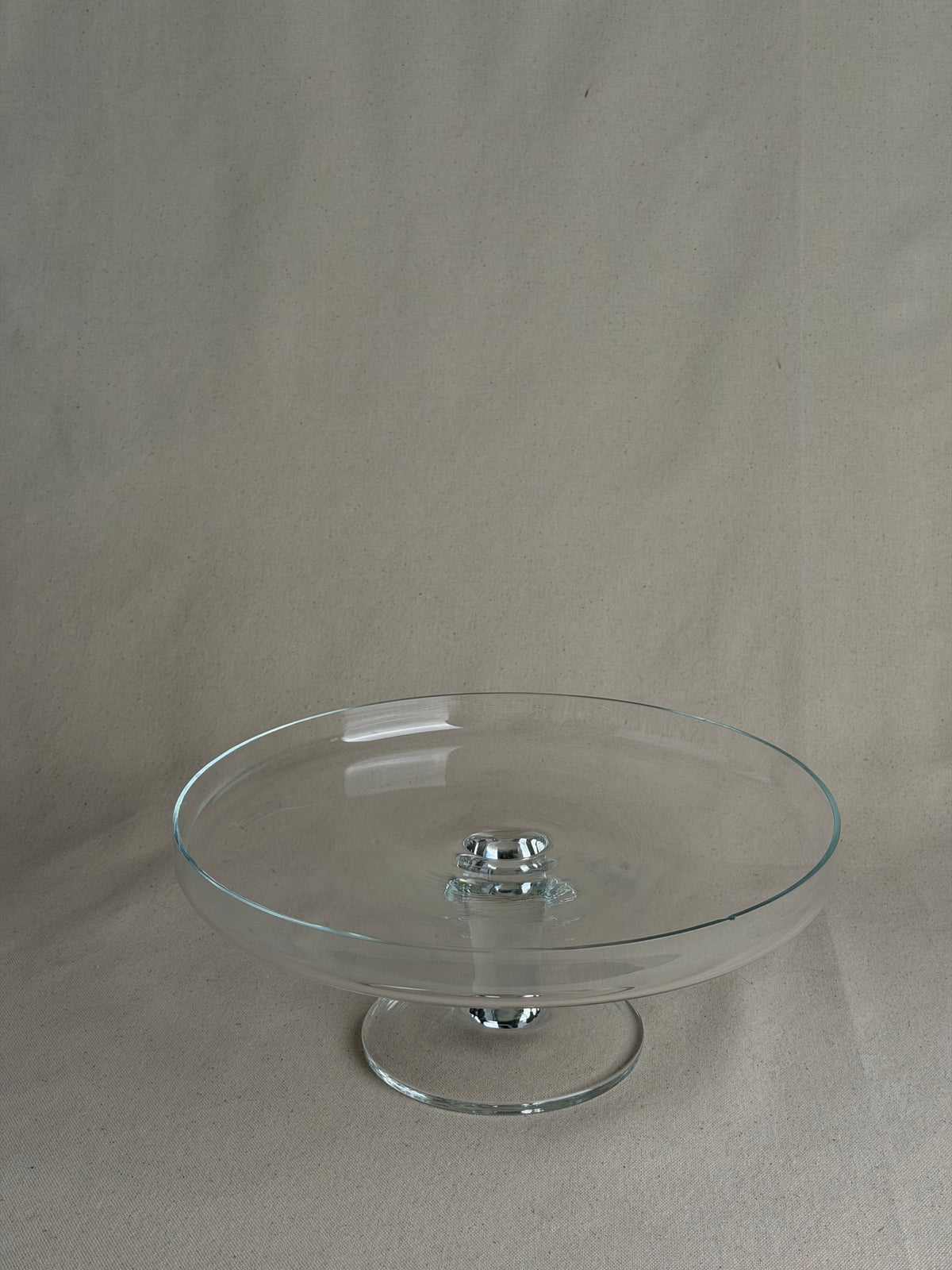 Vintage Waldonia Hand-Blown Glass Cake Stand & Cloche, Tarnów Poland