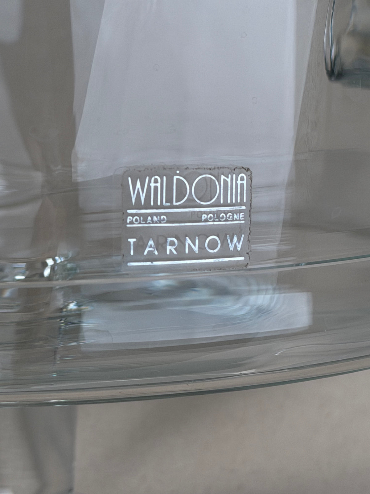 Vintage Waldonia Hand-Blown Glass Cake Stand & Cloche, Tarnów Poland