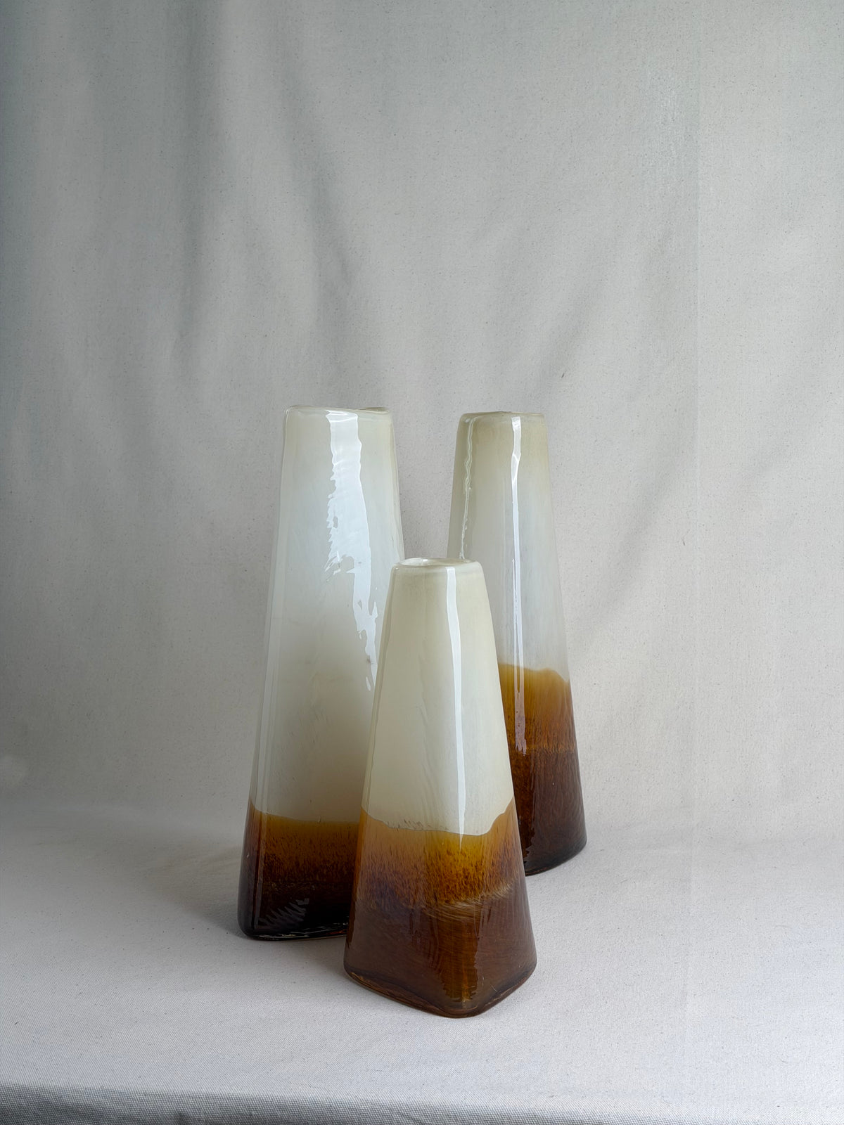 Vintage Cased Glass Vases — Set of Three