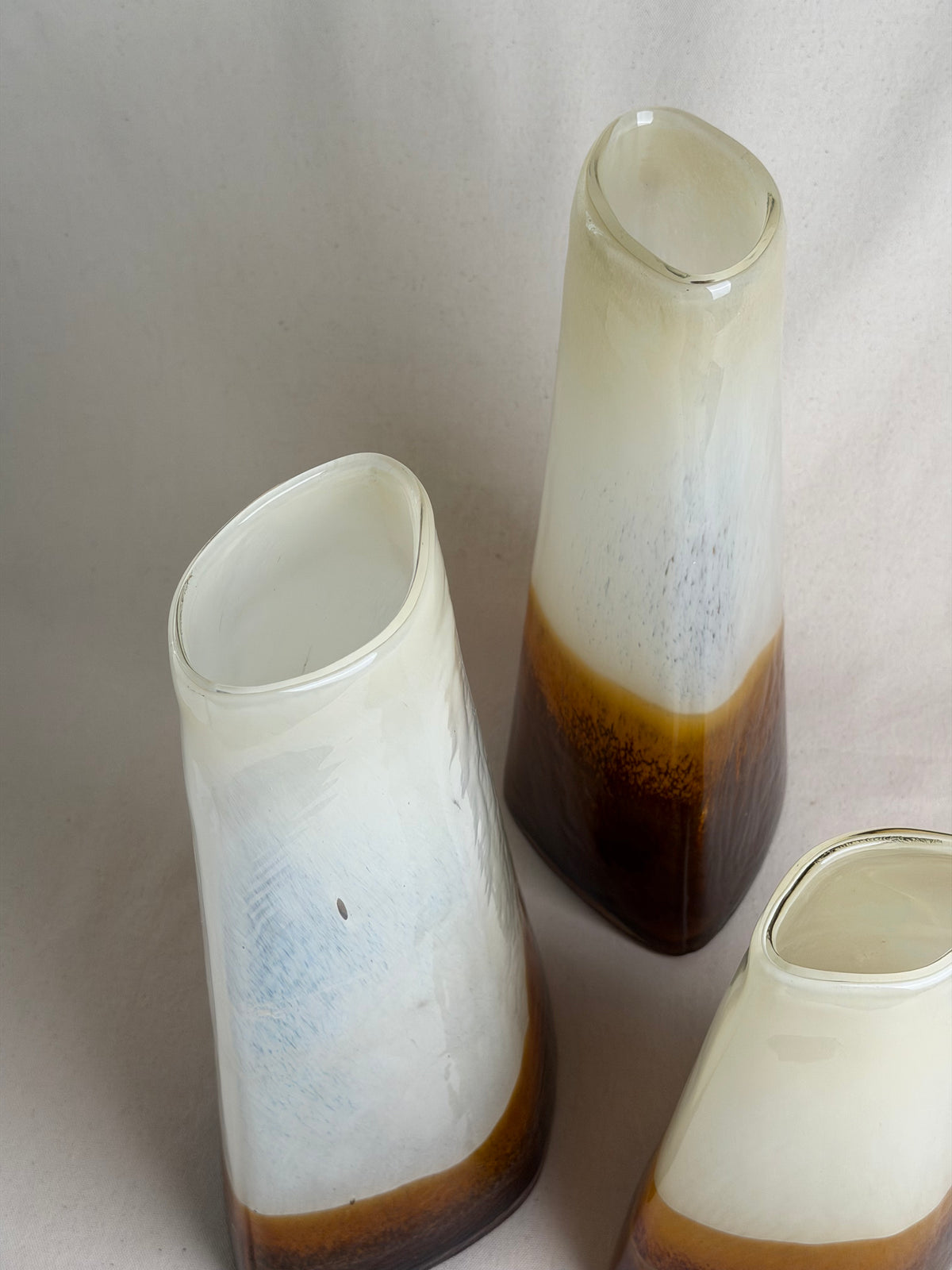 Vintage Cased Glass Vases — Set of Three