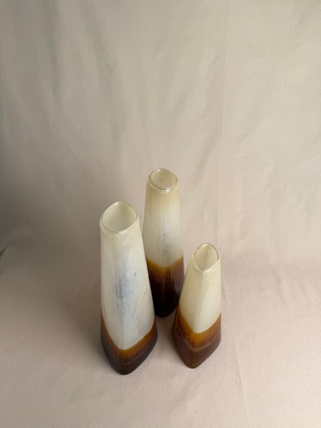 Vintage Cased Glass Vases — Set of Three