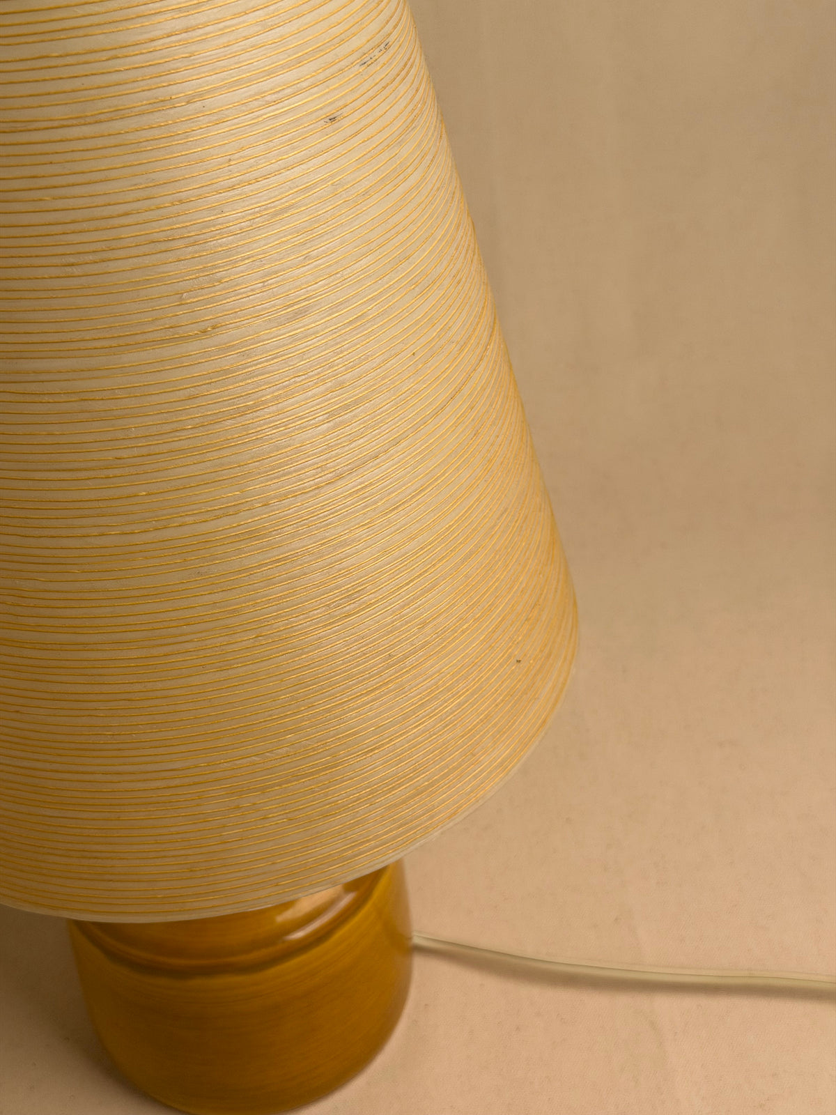 Lotte & Gunnar Bostlund Model 1200 Mustard Ceramic Table Lamp, Canada c. 1960s