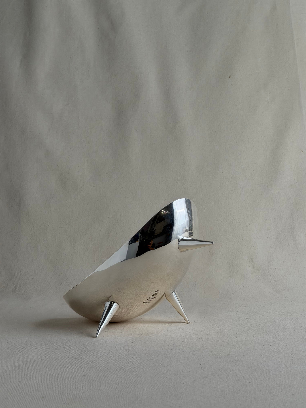 Juventino López Reyes Modernist Sterling Silver Palette-Form Tripod Dish, c. 1950s–60s