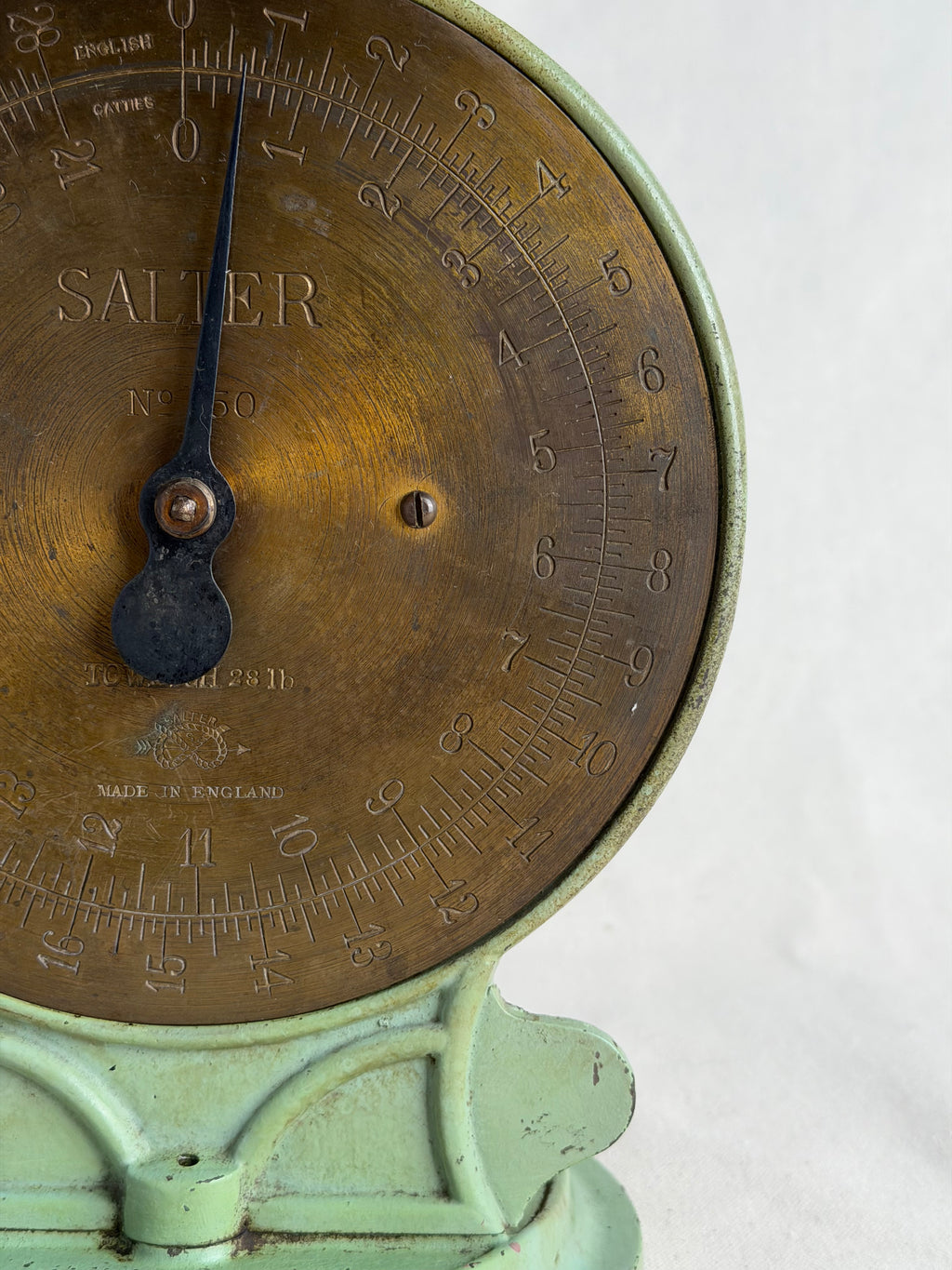 Antique Salter No. 50 28 lb Scale in Original Green, England, c. 1920s–30s