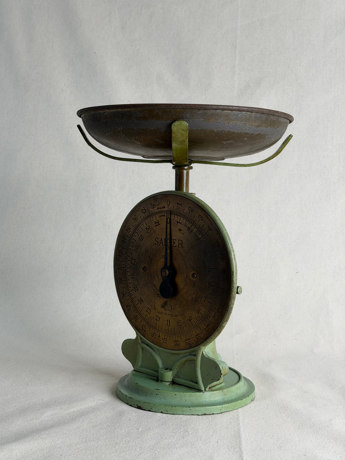 Antique Salter No. 50 28 lb Scale in Original Green, England, c. 1920s–30s