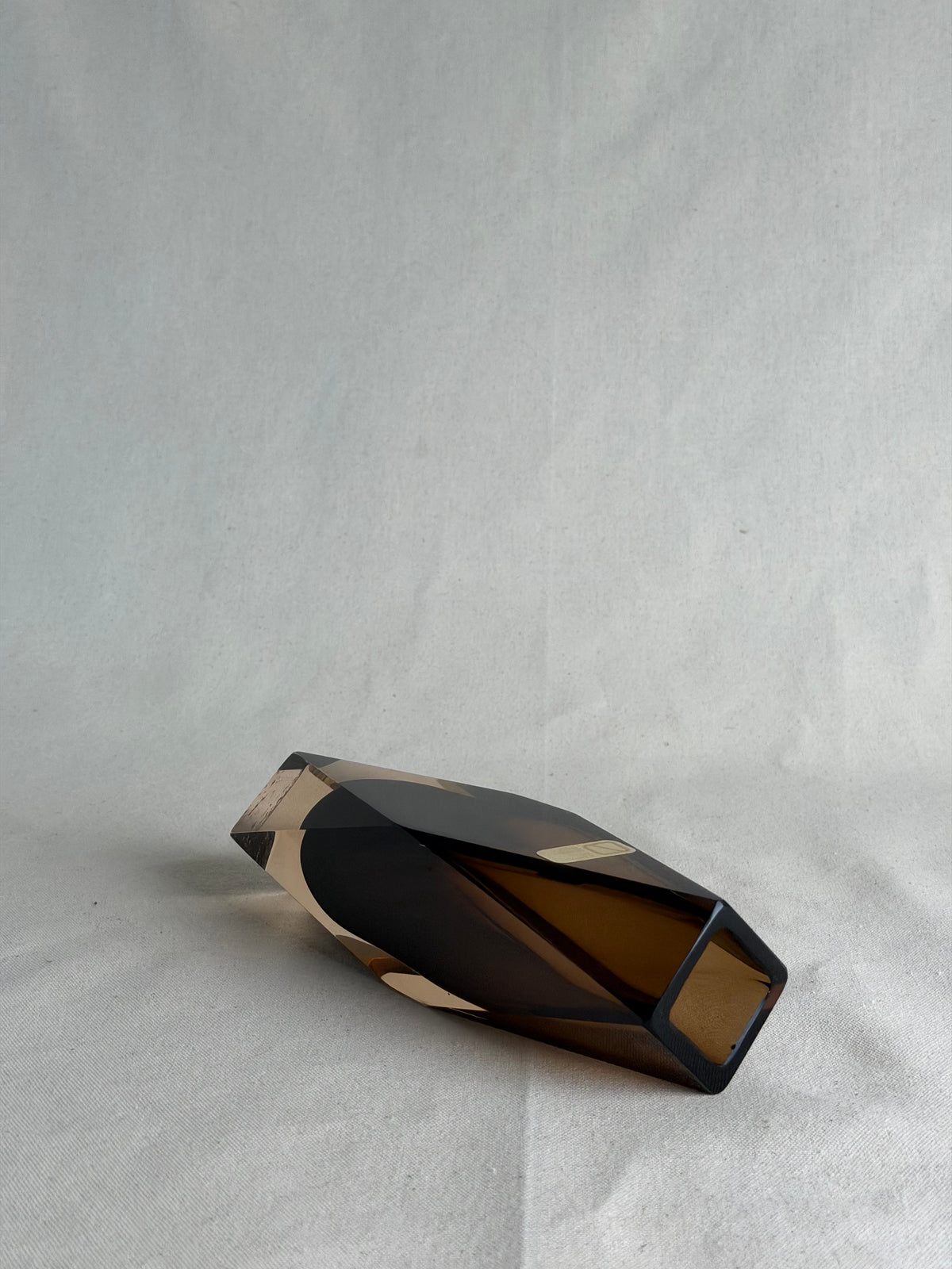 V. Nason Brown Faceted Murano Sommerso Vase, 9"