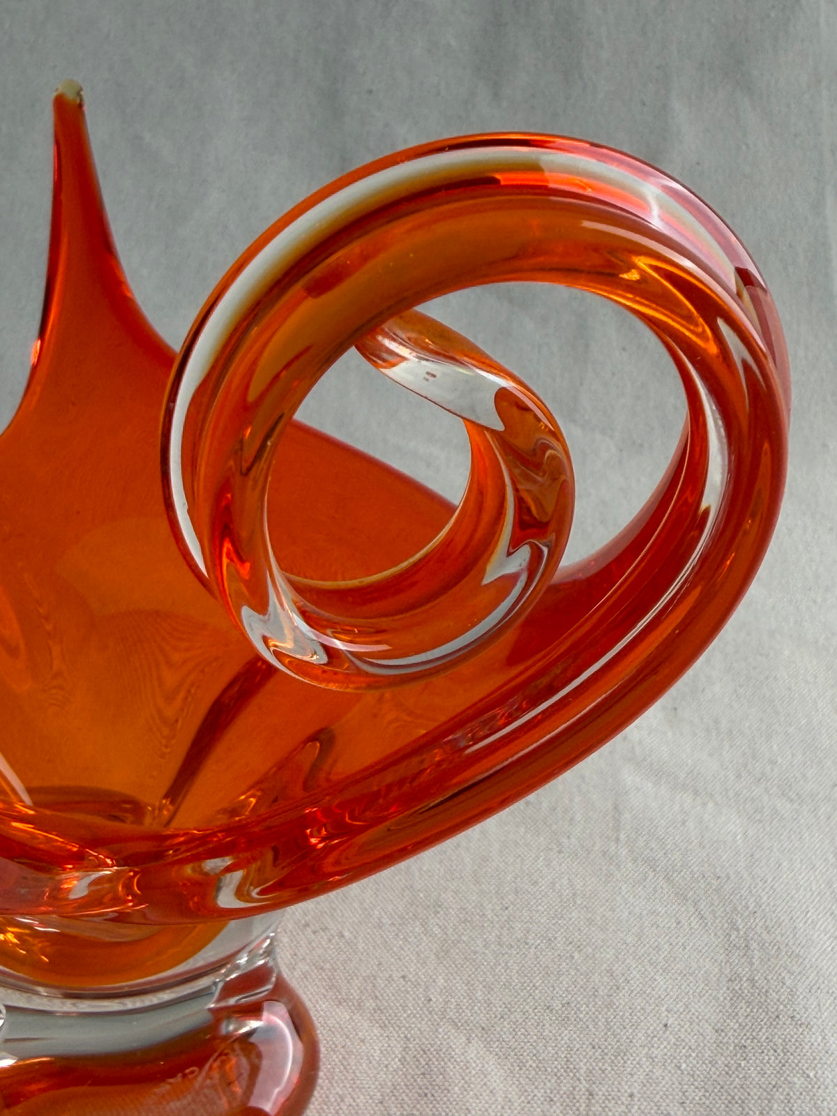 Signed Chalet Canada Orange Spike & Curl Art Glass Centerpiece, c. 1960s–70s