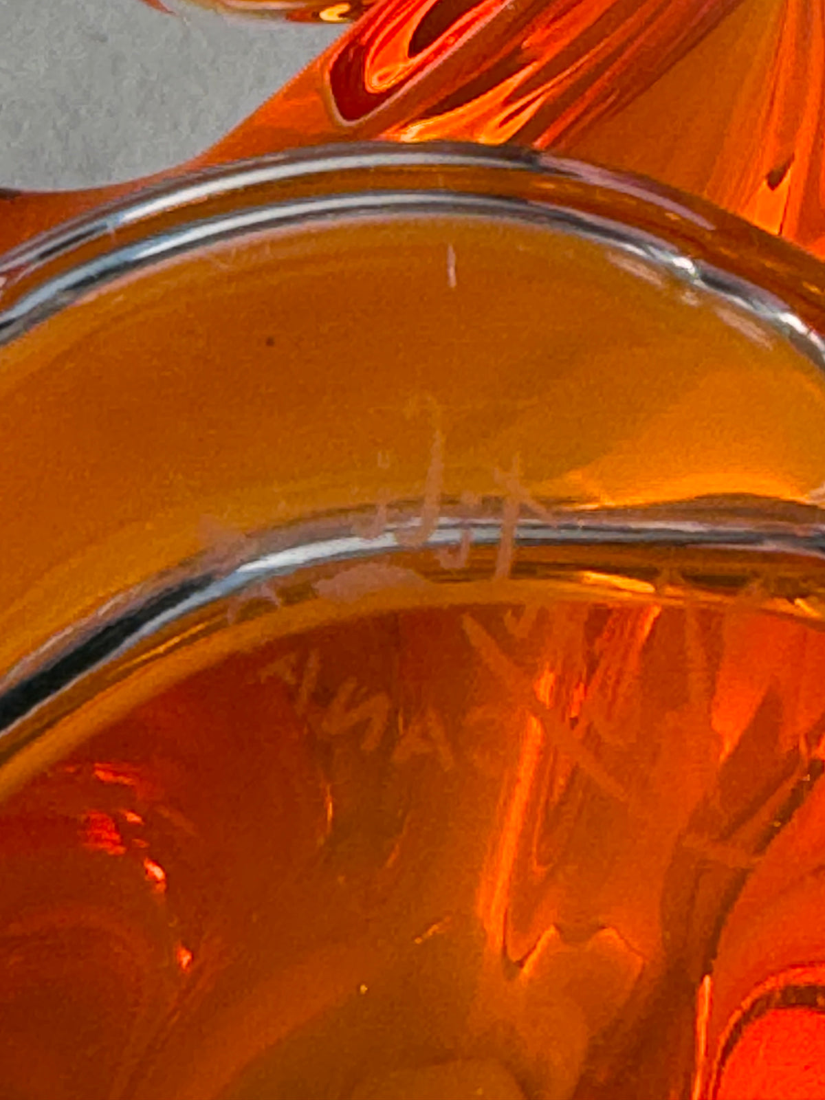 Signed Chalet Canada Orange Spike & Curl Art Glass Centerpiece, c. 1960s–70s