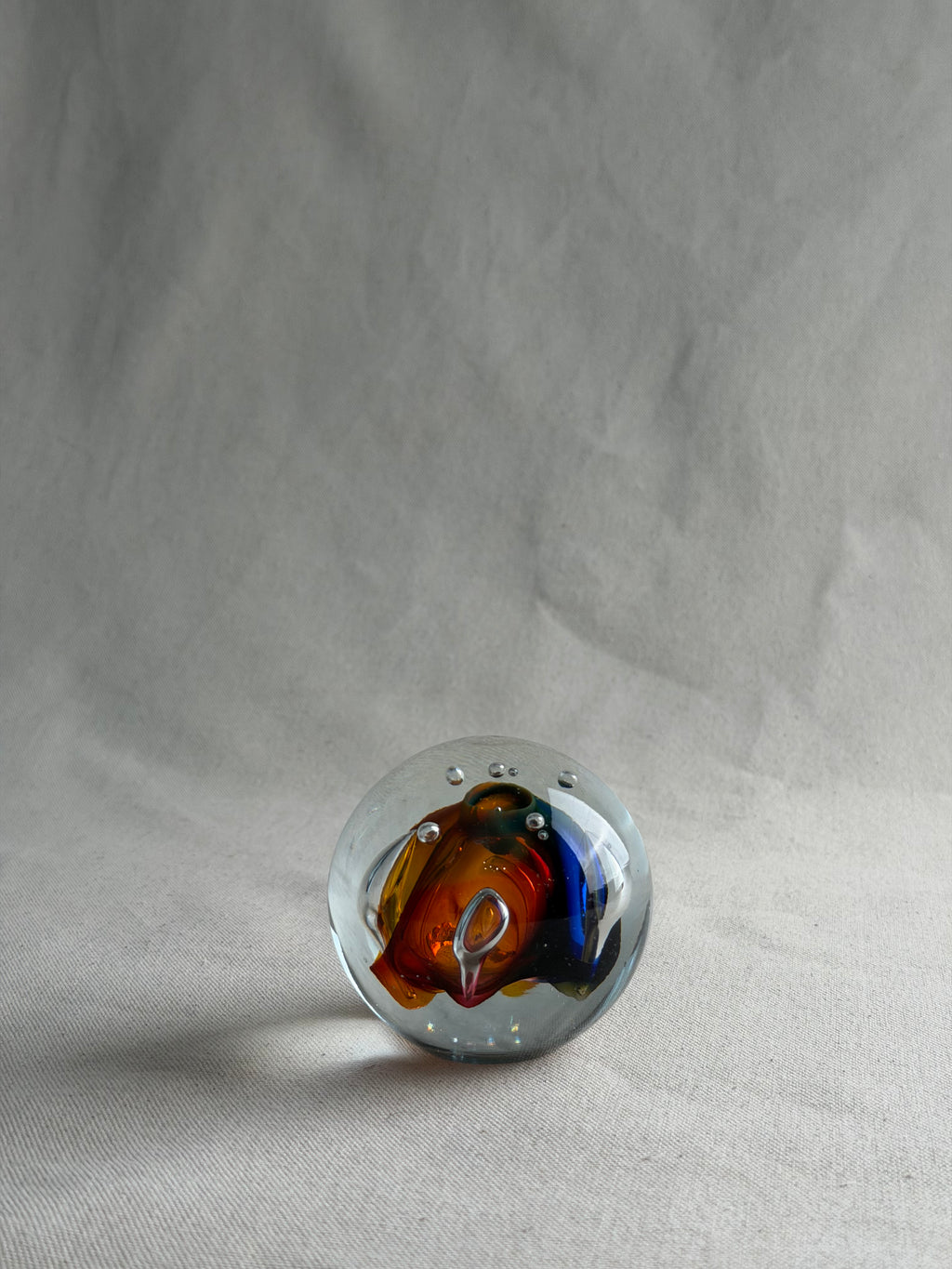 Adam Jablonski Signed Multicolour Art Glass Paperweight, Poland