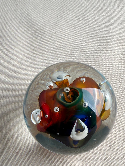 Adam Jablonski Signed Multicolour Art Glass Paperweight, Poland